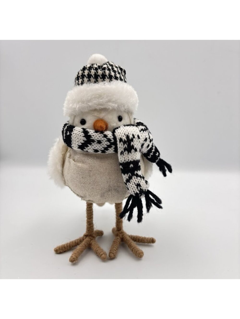 Target Wondershop Featherly Friends Tan Fabric Bird Black White Hat Scarf 8 in